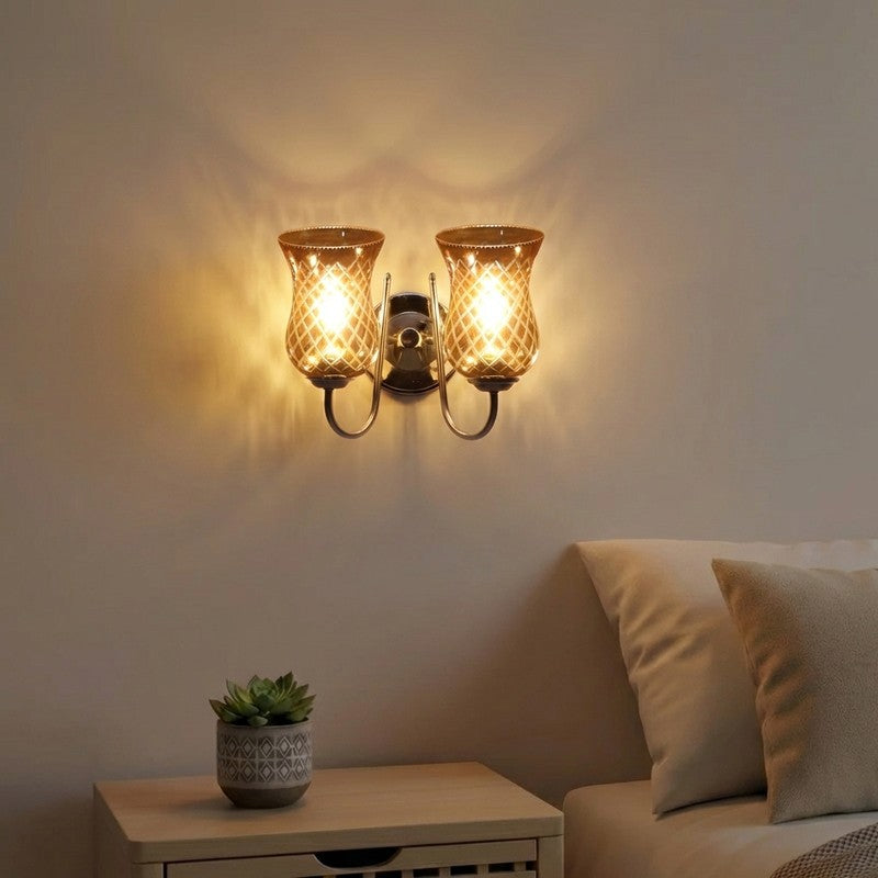 Honey Glow Decorative Steel Base Glass Wall Lamp