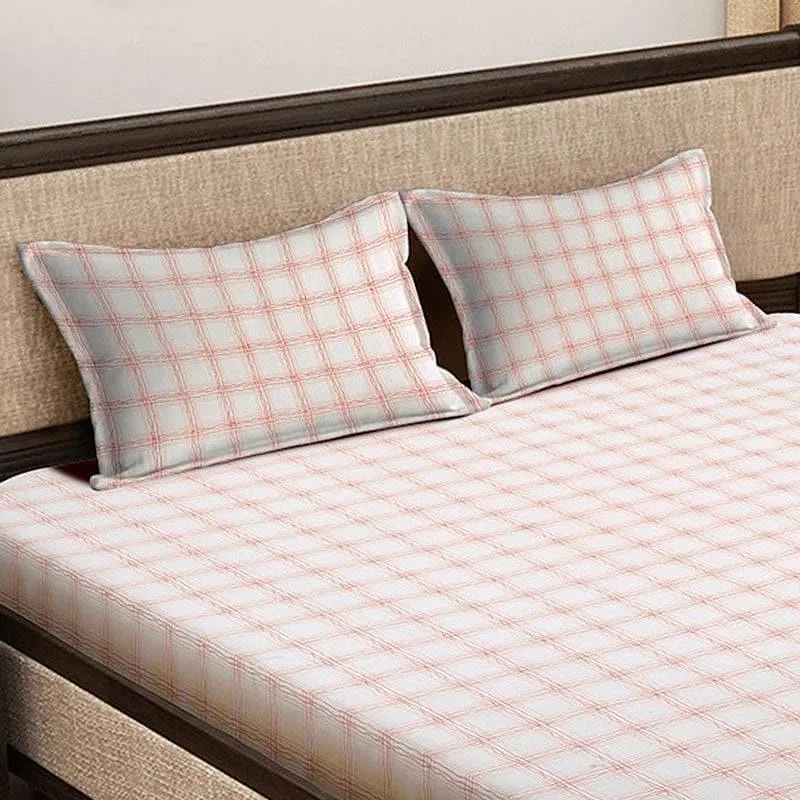 Milly Checkered Bedsheet (Pink) - 150 GSM media 3