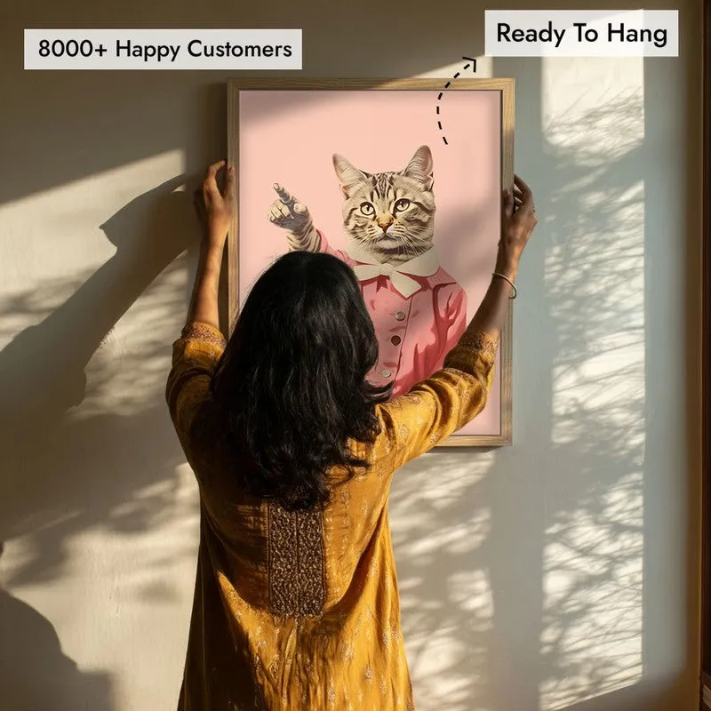 Disco Cat Archival Canvas Wall Art - Natural Brown Frame media 7