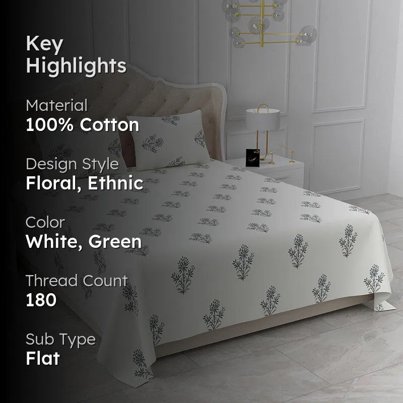 Ink Fleura Floral Cotton Bedsheet - 180 TC media 2