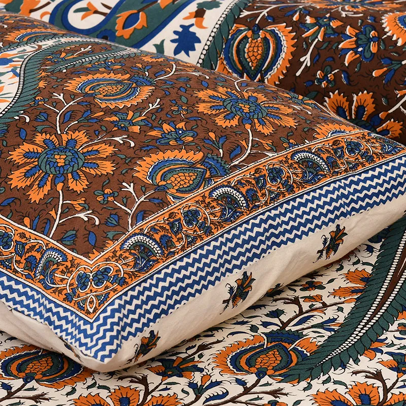 Apreetha Ethnic Cotton Bedsheet (Brown) - 160 TC media 4