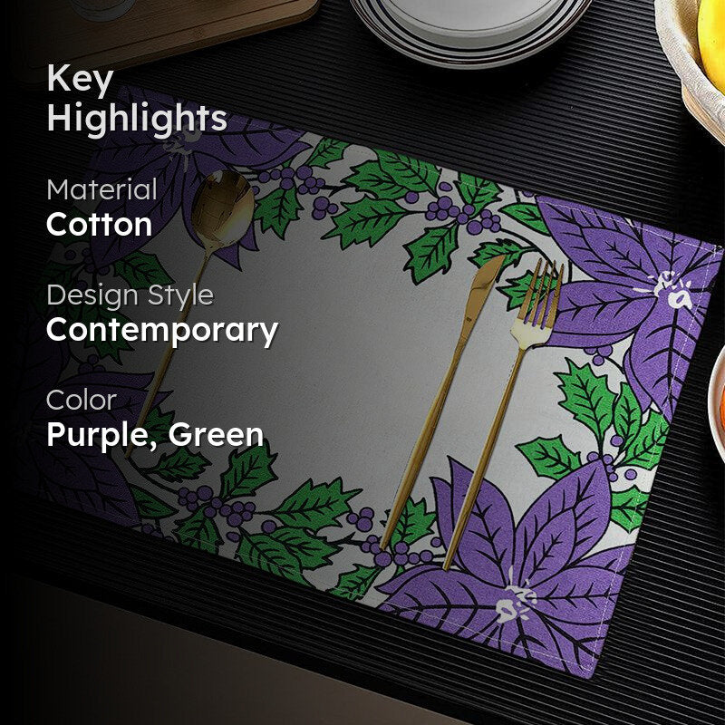 Acora Floral Placemat (Purple) - Set of Two media 2