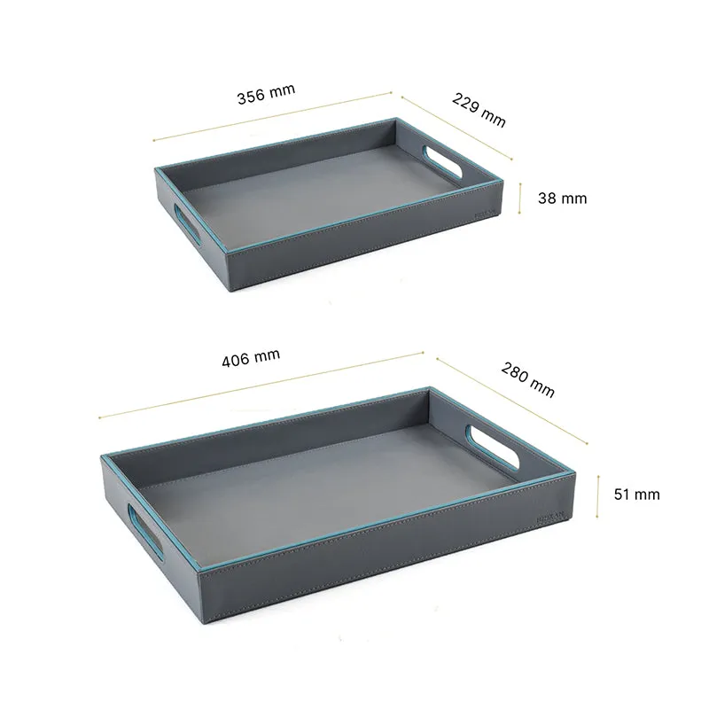 Tisca Faux Leather Serving Tray (Grey) - Set Of Two media 8