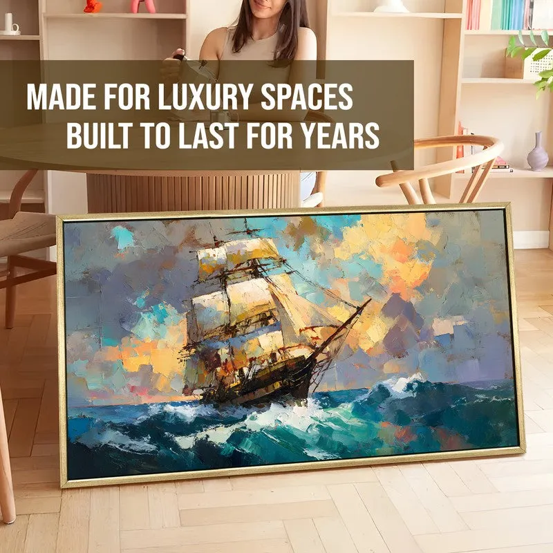 Blue Expanse Canvas Wall Painting With Frame media 5