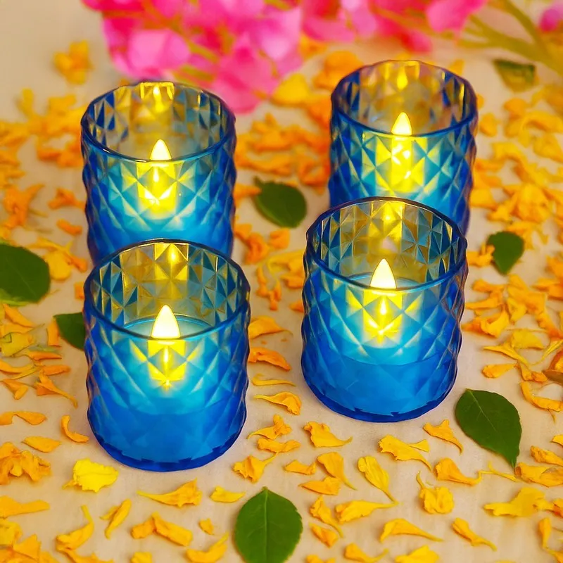 AuraLume Multi Choice Candle Holders (Blue) - Set Of Four media 1