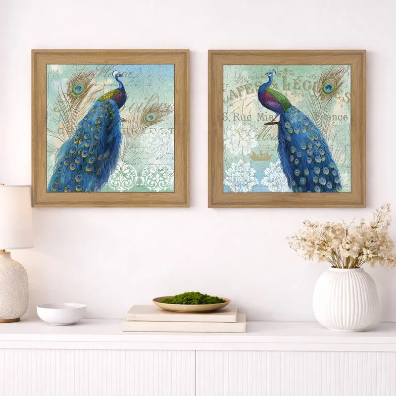 Peafowl Wall Art Painting - Set Of Two media 3