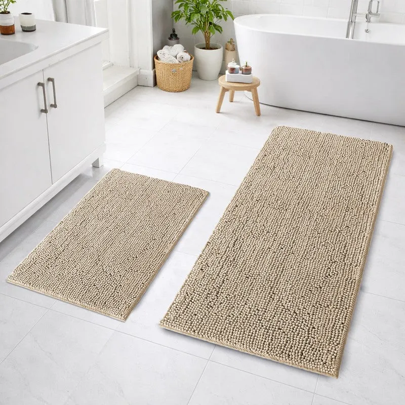 MonoSoft Microfiber Bath Mats (Beige) - Set Of Two media 1