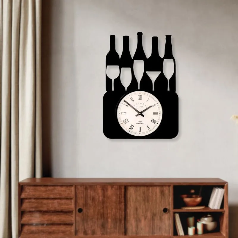 Bottles Steel Analog Wall Clock - Black media 3