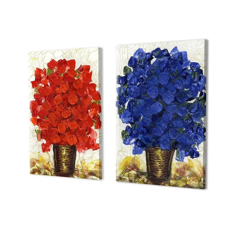 Bloom Bunch Canvas Wall Painting - Set Of Two media 4