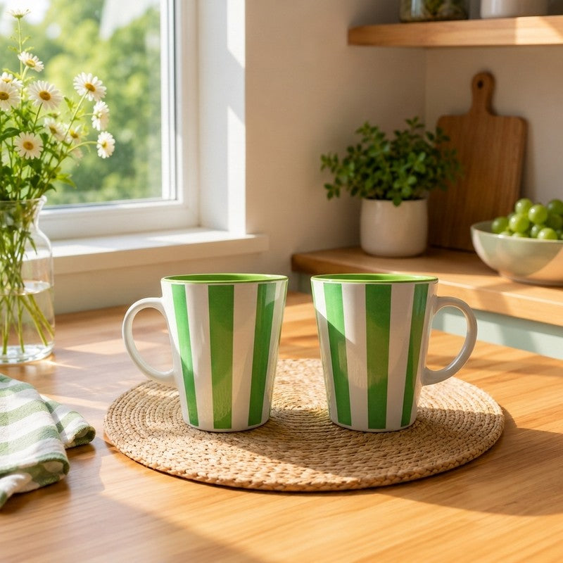 Forest Green Melamine Coffee Mug (440 mL Each) - Set of Two - 440 mL
