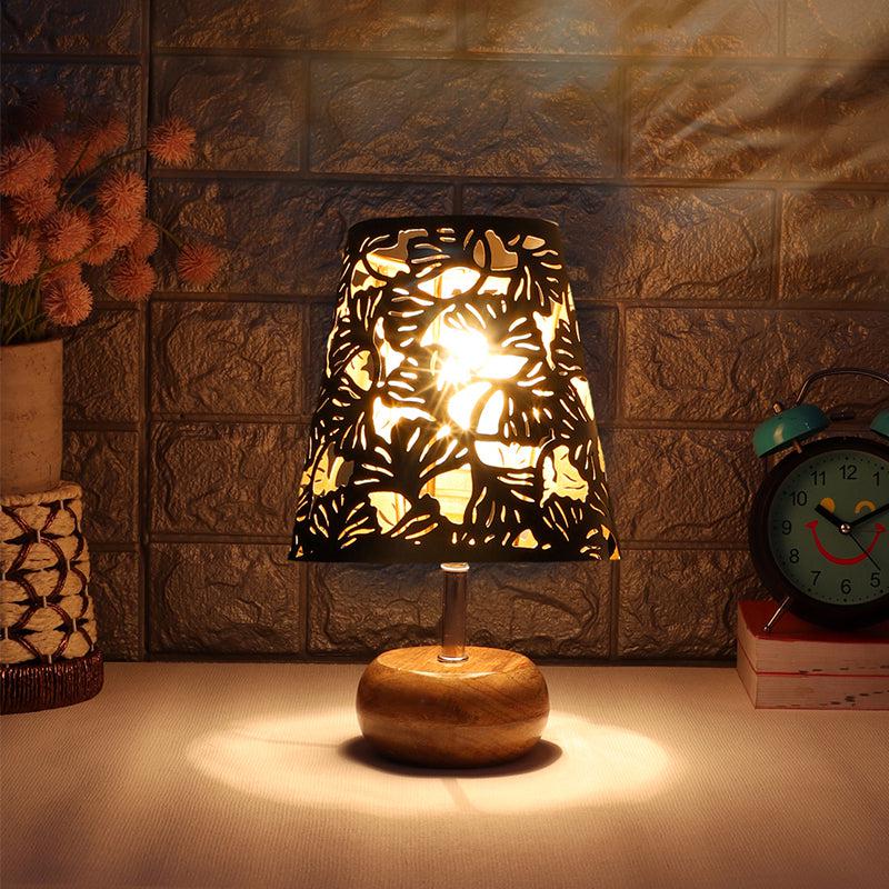 Astrova Flora Etched Metal Table Lamp - Black,Brown
