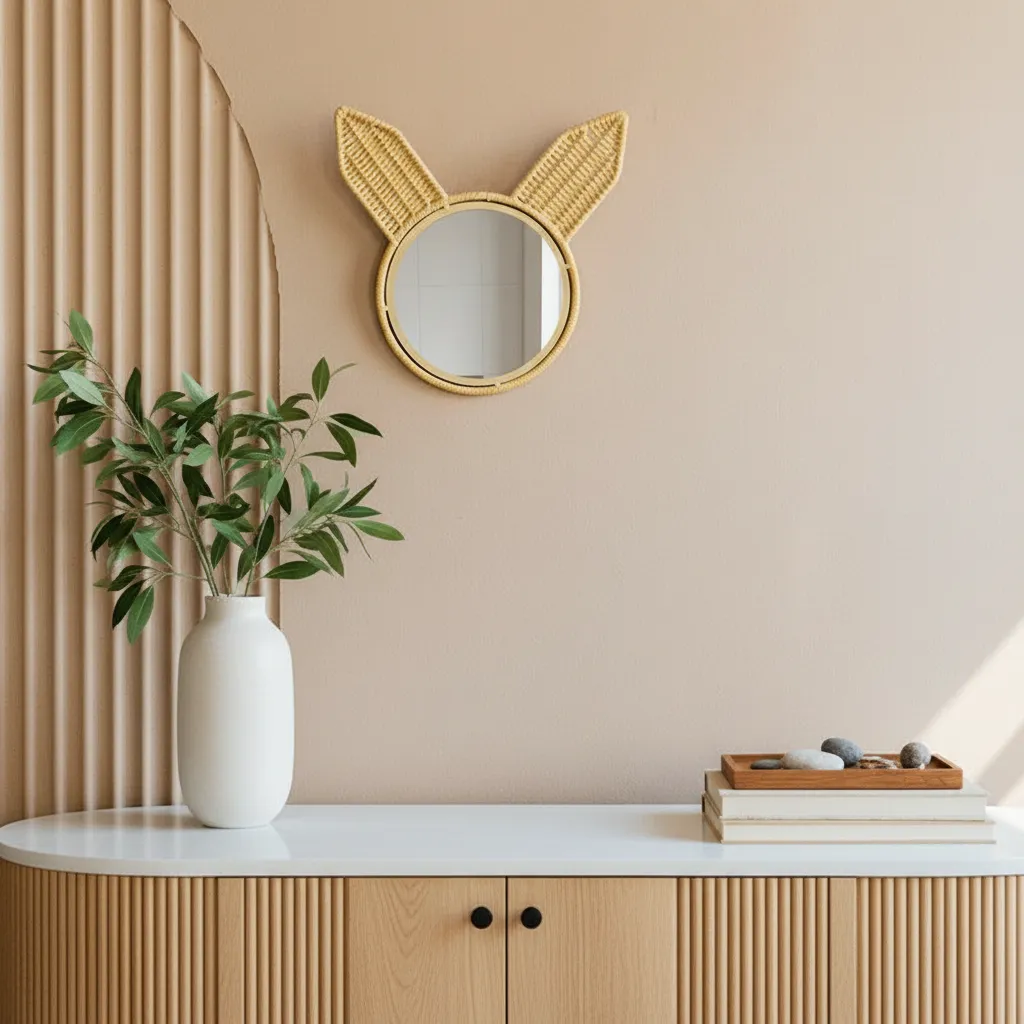 Orange Tree Rabbit Cane Wall Mirror media 1