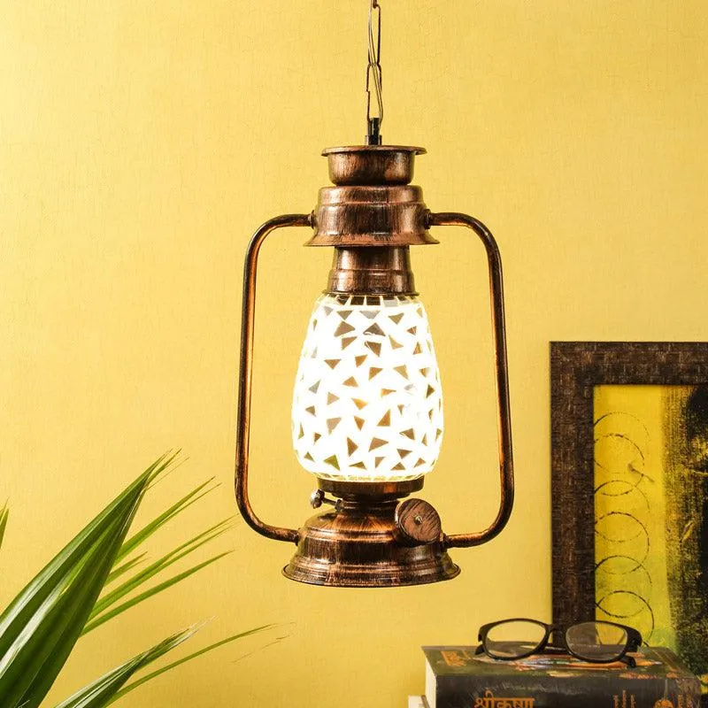 Dvija Mosaic Lantern Glass Ceiling Lamp - Copper media 2