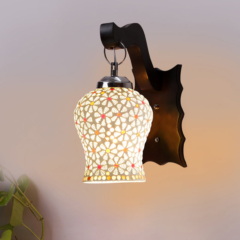 Delphi Mosaic Glass & Wooden Wall Lamp
