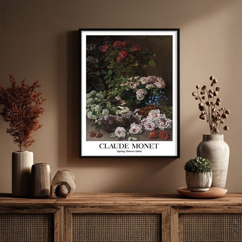 Spring Flowers France Archival Canvas Wall Painting - Black Frame