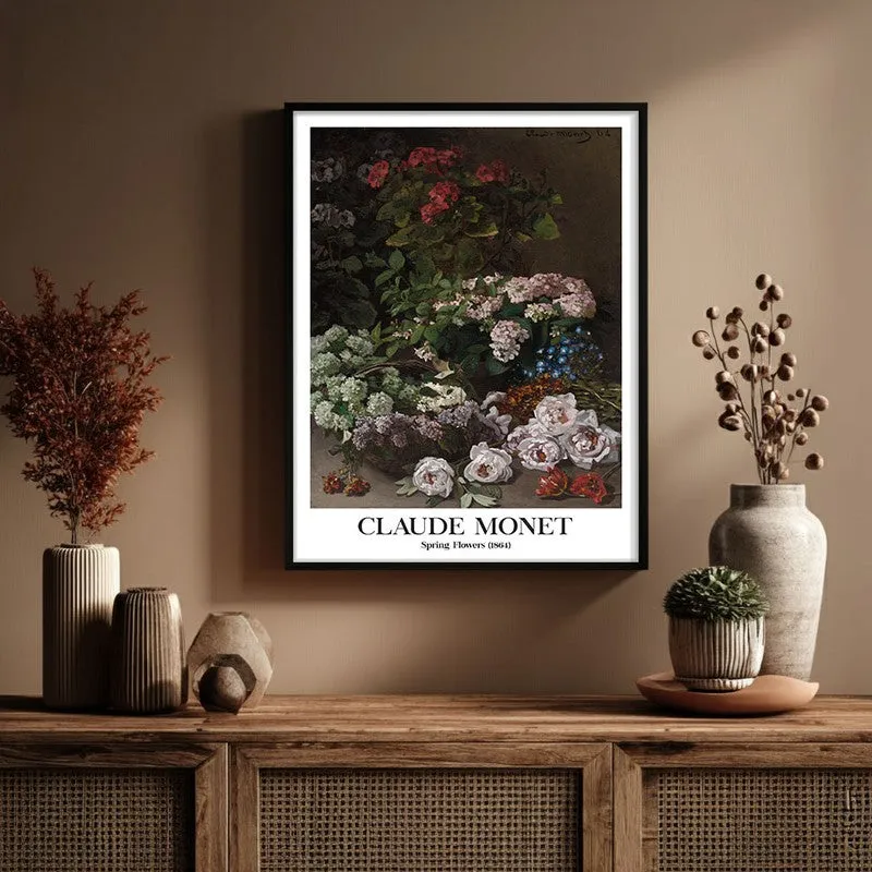 Spring Flowers France Archival Canvas Wall Painting - Black Frame media 1