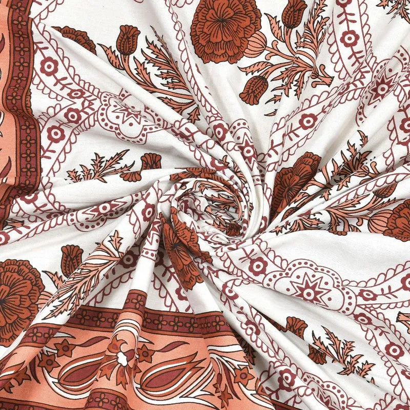 Vineen Cotton Bedsheet (Brown,White) - 240 TC media 5