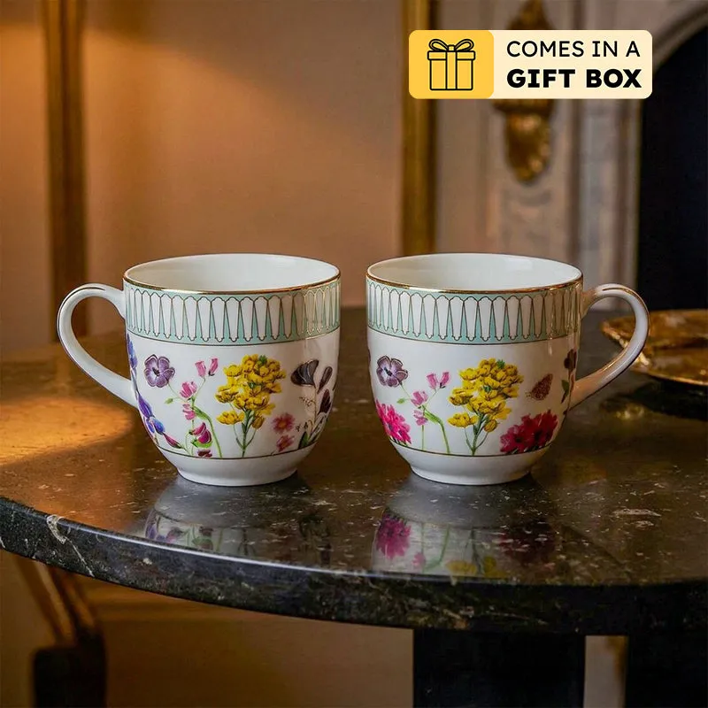 Basant 24k Gold Brushed Porcelain Coffee Mug (280 mL Each) - Set of Six media 1
