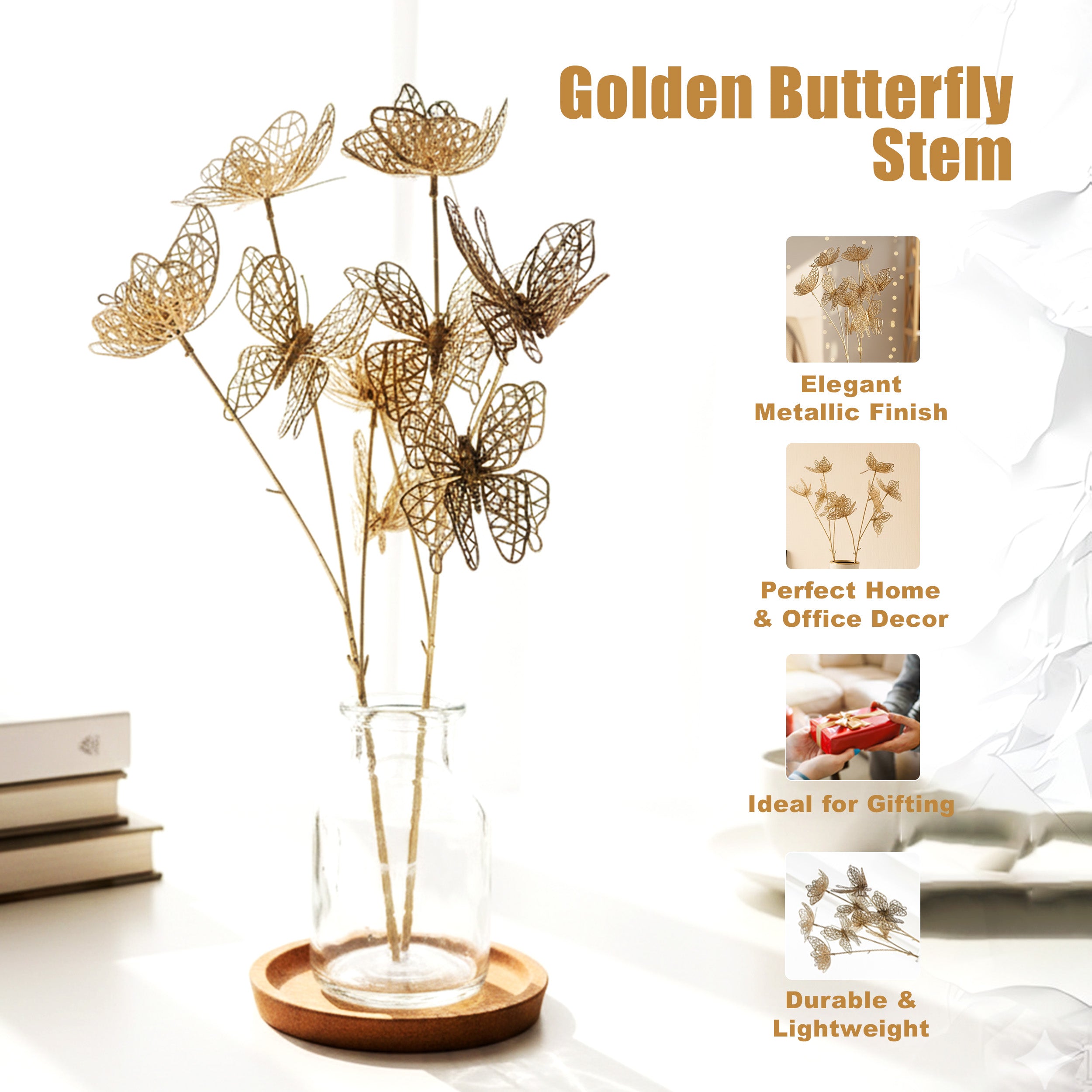 Petaline Butterfly Artificial Flower - Set of Two media 5