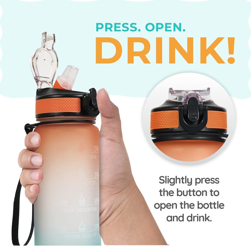 Solara Sportiq Plastic Water Bottle (1000 mL) - Orange,Blue media 5