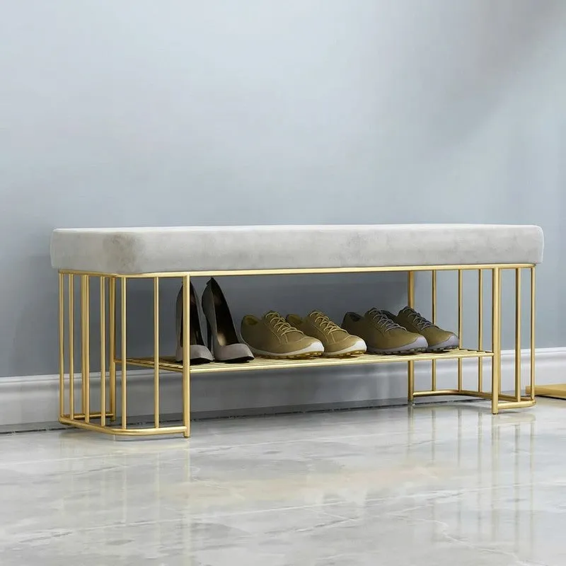 Industrial Metal Shoe Rack - Gold,Grey media 5