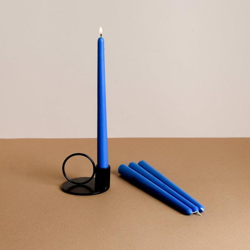 Set of 4 Cobalt Blue Tapered Candles - Aqua Amber Scented media 4
