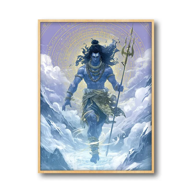Mahadev with Trishul Divine II Archival Paper Wall Art - Natural Brown Frame media 5