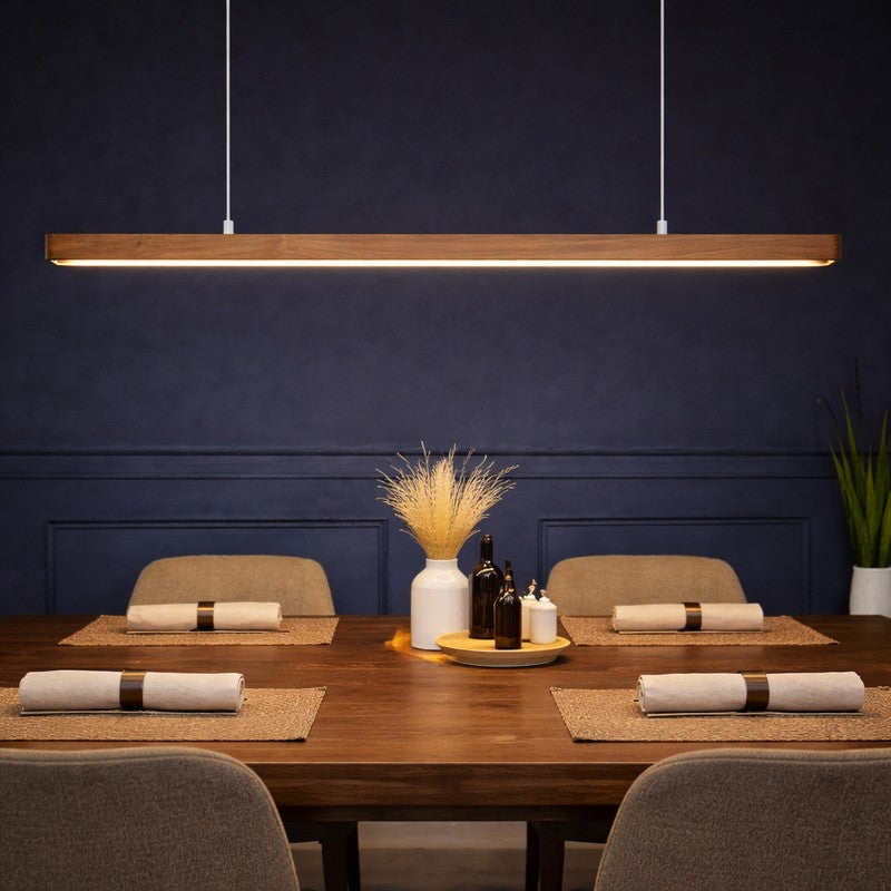 Slim LED Bar Teak Wood Ceiling Lamp