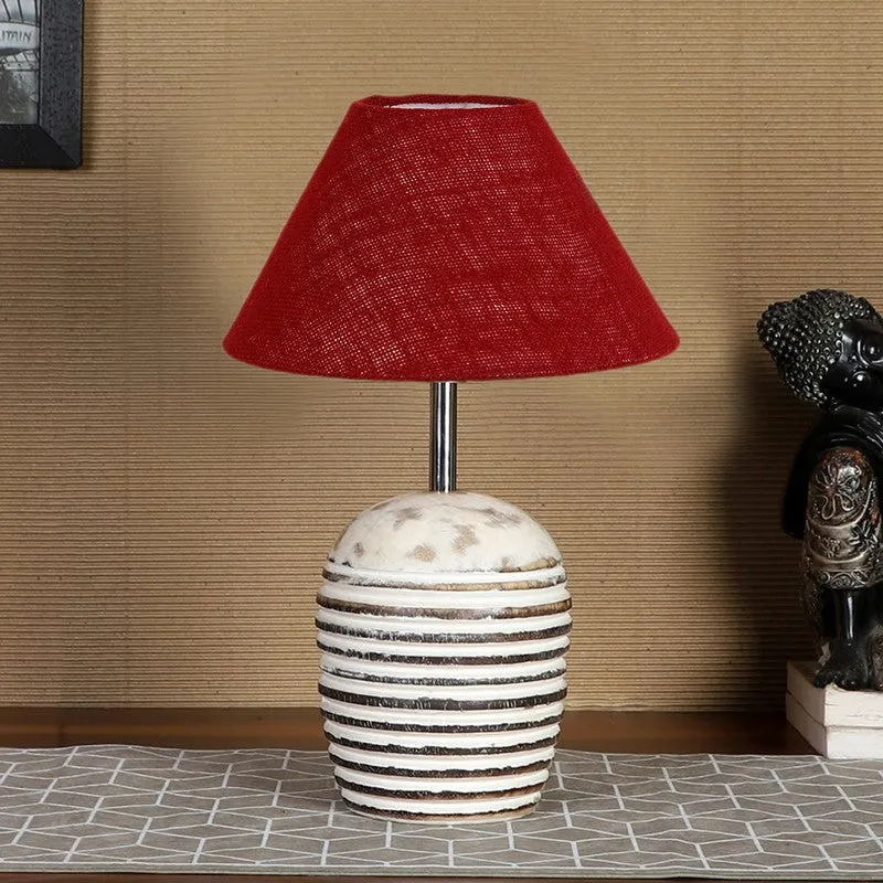 Lumexa Cotton Table Lamp With Wooden Base - Red media 4