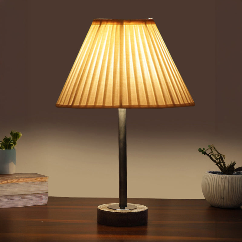 Pleatra Rodin Wooden Table Lamp - White,Silver,White