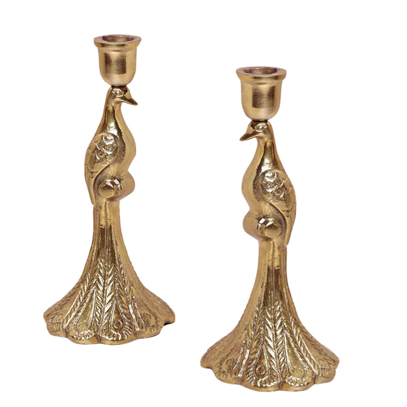 Pavo's Glow Brass Candle Holder - Set Of Two media 6