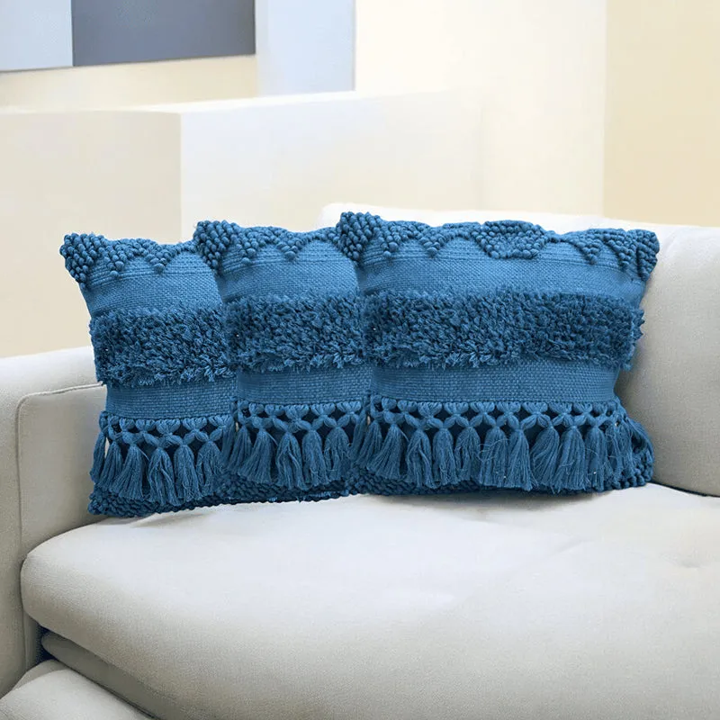 Squish-A-Lot Tufted Cushion Cover (Blue) - Set Of Three media 1