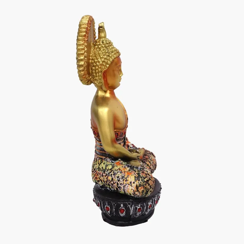 Sovereign Lotus Buddha Polyresin Idol (7 inches) - Gold media 4