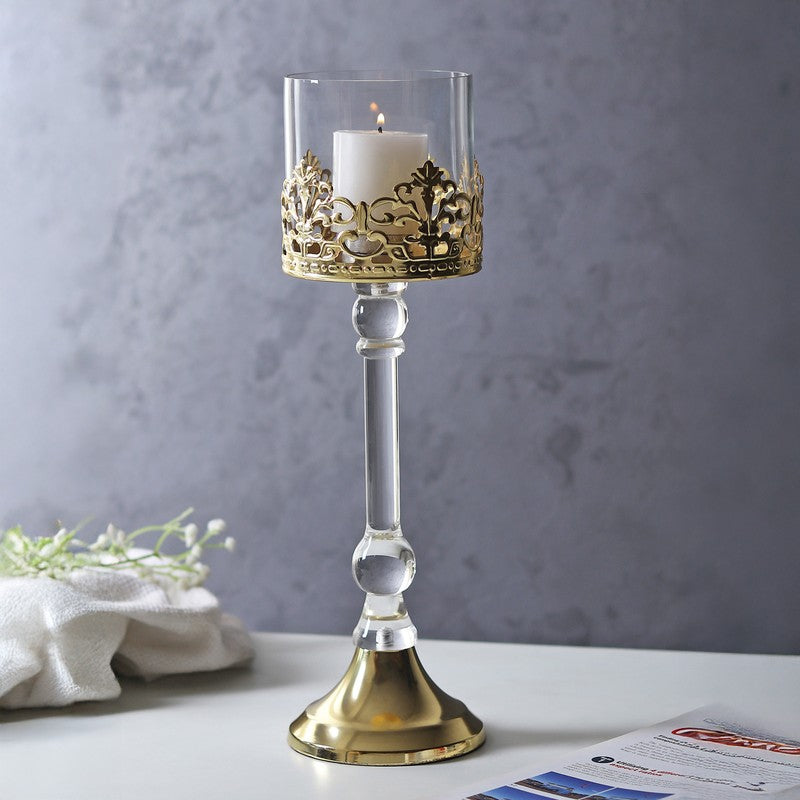 Aurum Crest Pillar Candle Holder