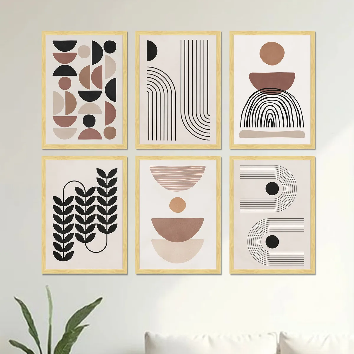 Caliora Soft Tone Abstract Wall Art - Set of Six media 5