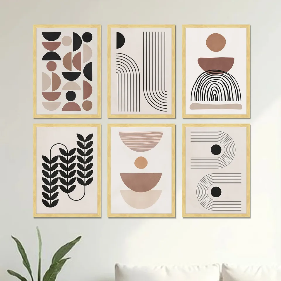 Caliora Soft Tone Abstract Wall Art - Set of Six media 5