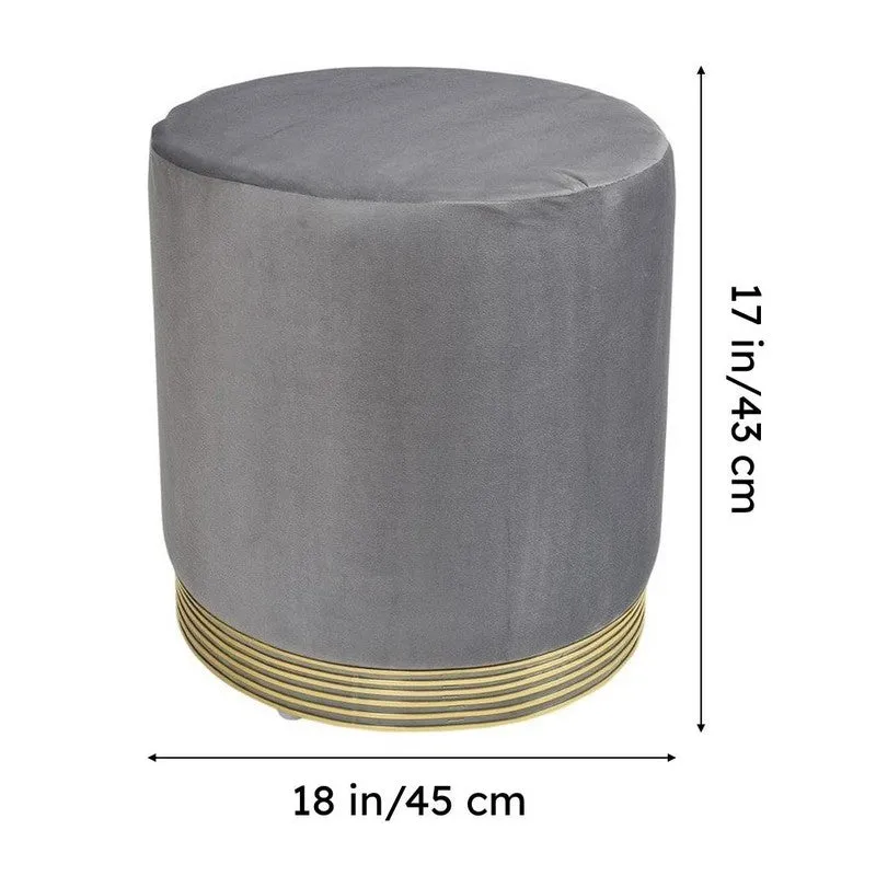 Velour Solid Velvet Pouffe - Grey media 8