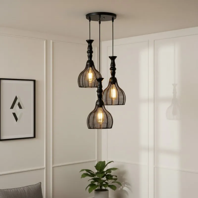 Matte Cage Iron Ceiling Lamp media 1