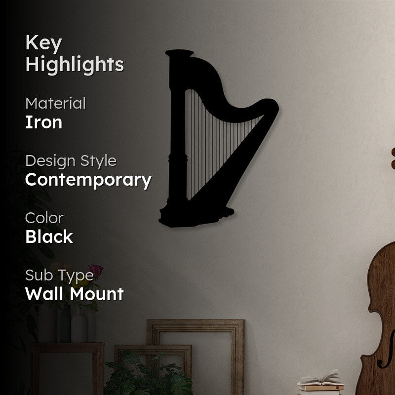 Harp Black Iron Wall Accent media 2