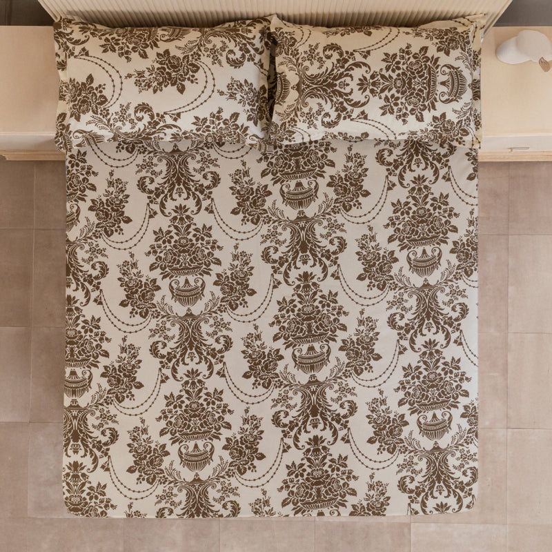 Swayam Regal Dreamscape Cotton Bedsheet (Brown) - 144 TC media 5