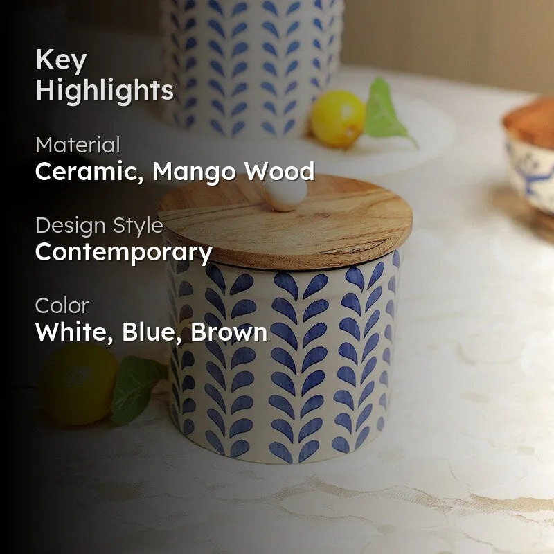Sumi Ink Ceramic Storage Jar with Mango Wood Lid - 800 mL media 2