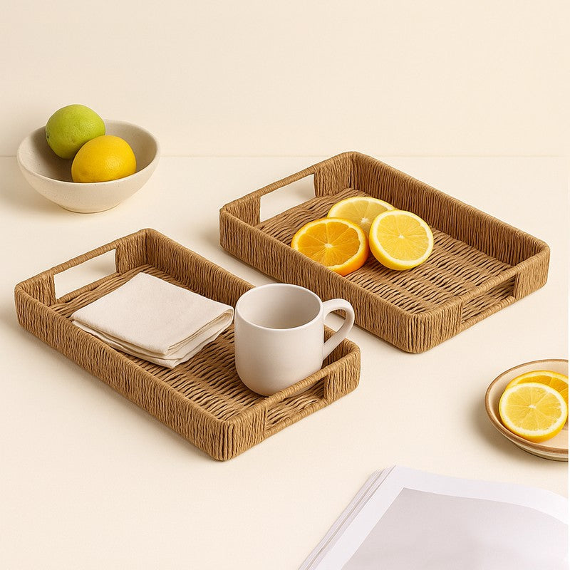 Varnika Serving Tray (Brown) - Set Of Two