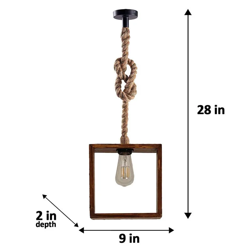 SquareLit Wooden Ceiling Lamp - Brown media 9