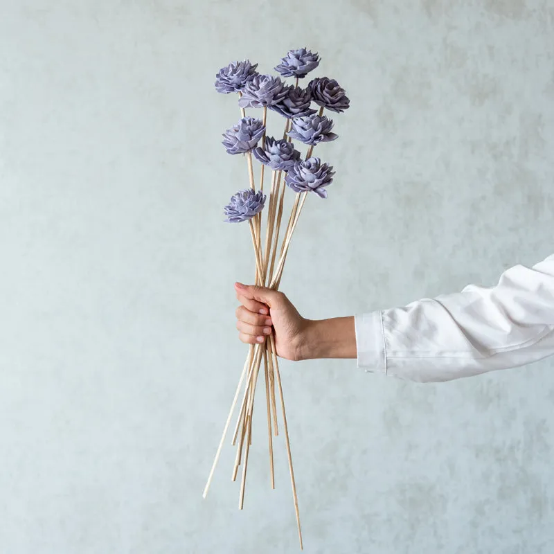 Muskan Sola Wood Rose Flower Stick (Periwinkle) - Set Of Ten media 1