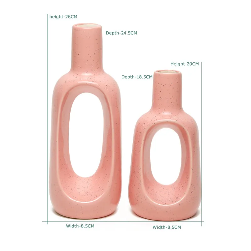Concetta Ceramic Vase (Pink) - Set Of Two media 8