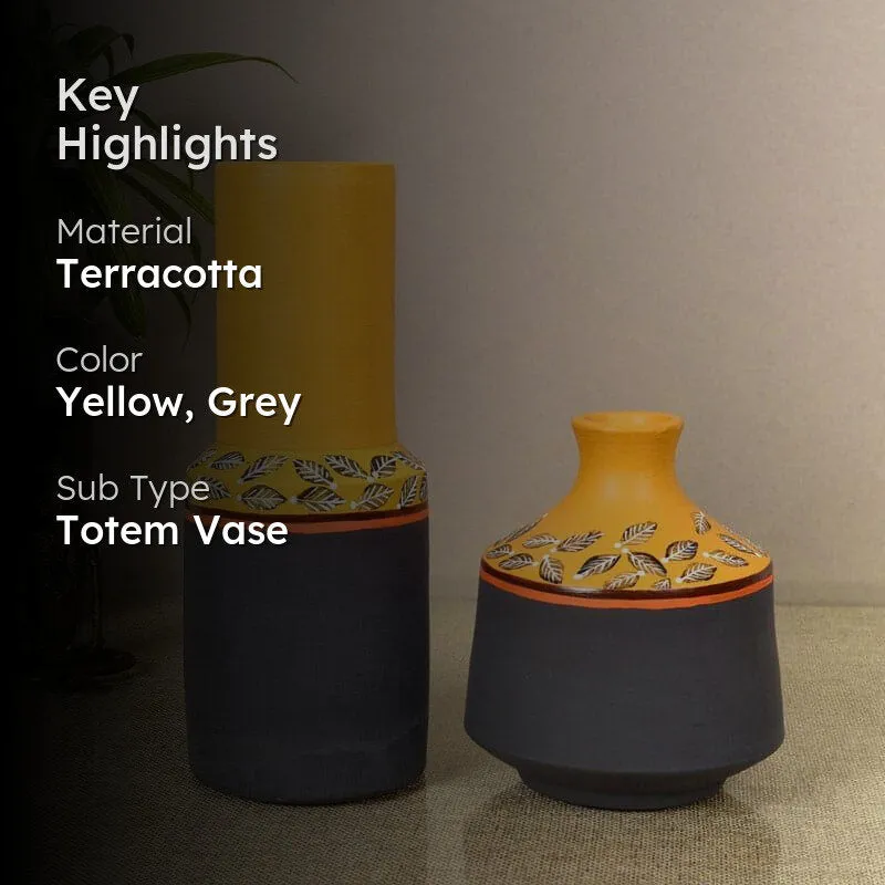 Amoli Tribal Terracotta Vase - Set Of Two media 2