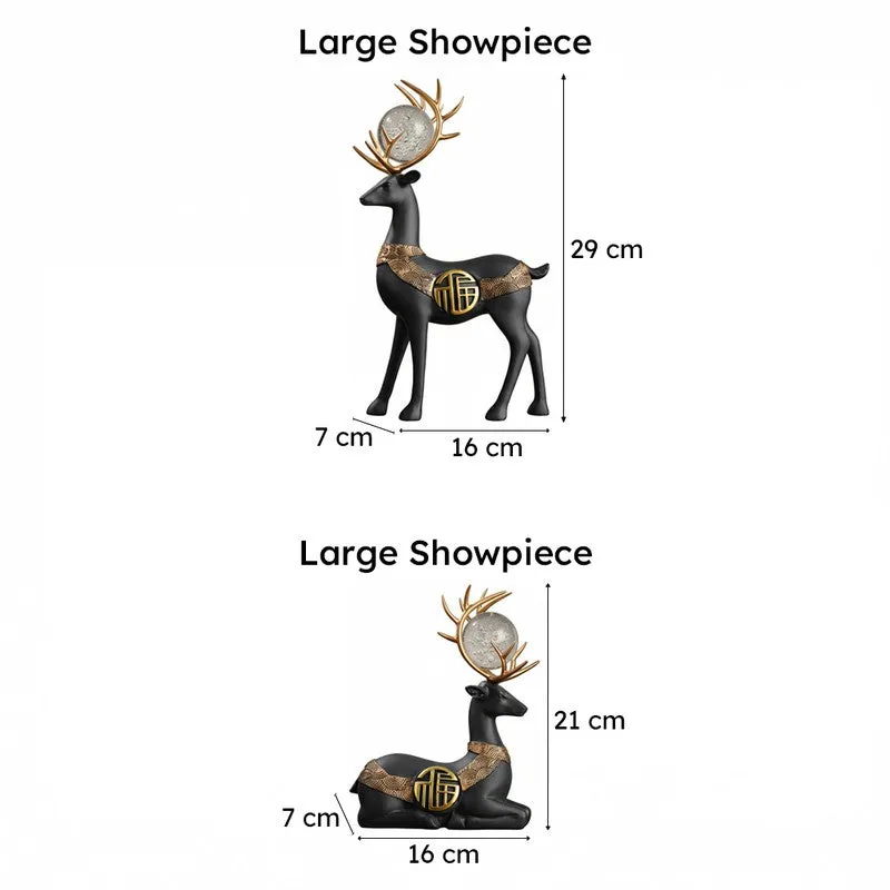 Chrystal Stag Showpiece (Black) - Set Of  Two media 9