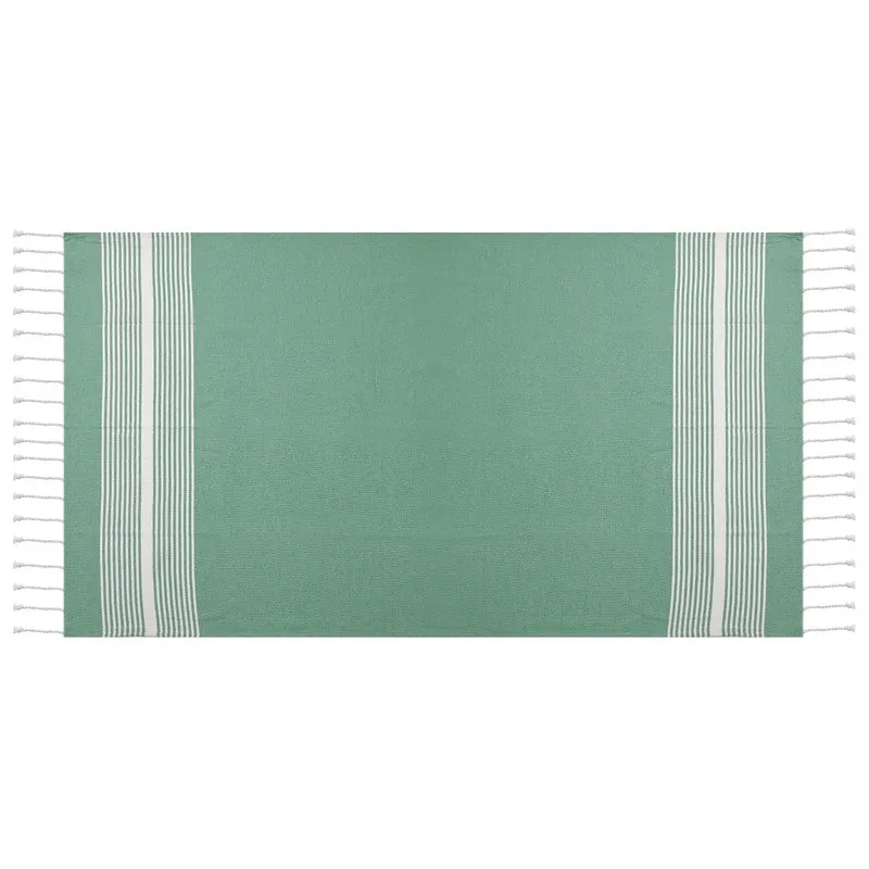 Loomera Striped Cotton Bath Towels (Green & Orange) - Set Of Two media 5