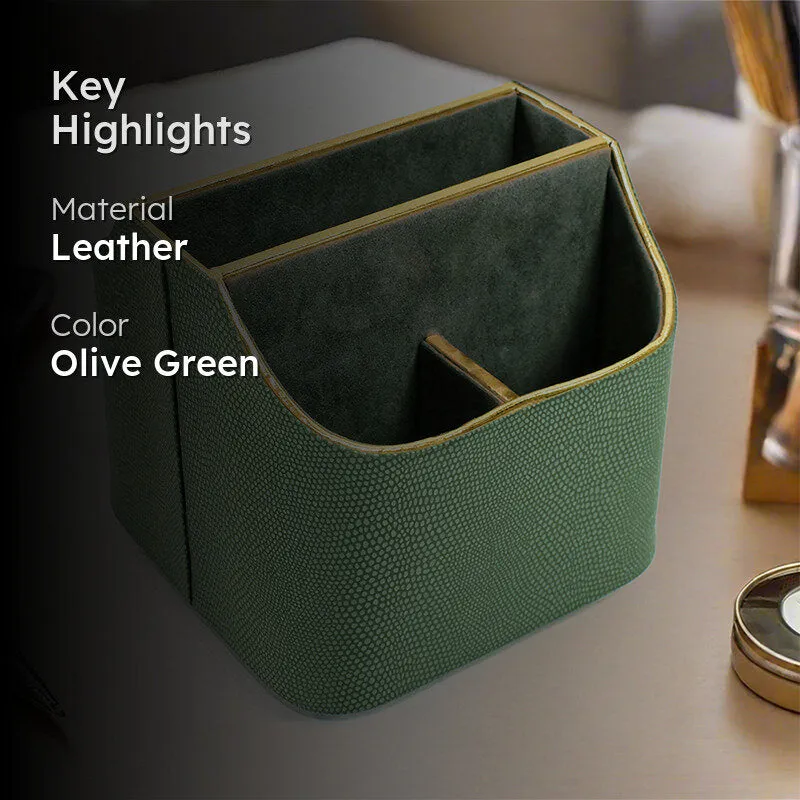 Tisquo Faux Leather Desk Organizer - Olive Green media 2