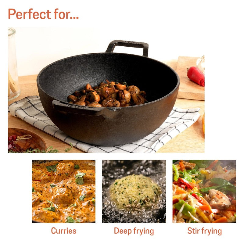 Meyer Zenvia Cast Iron Kadhai with Lid - 2000 mL media 6
